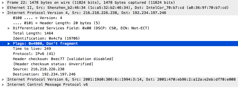 Wireshark - DF bit